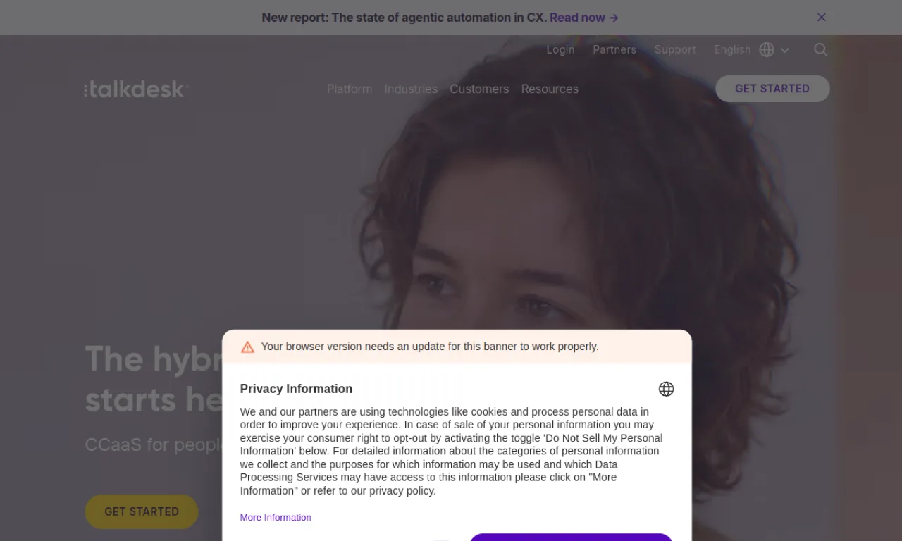 Screenshot of Talkdesk website