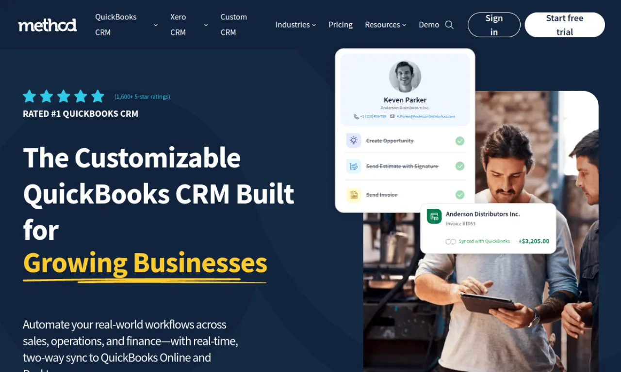 Screenshot of Method CRM website