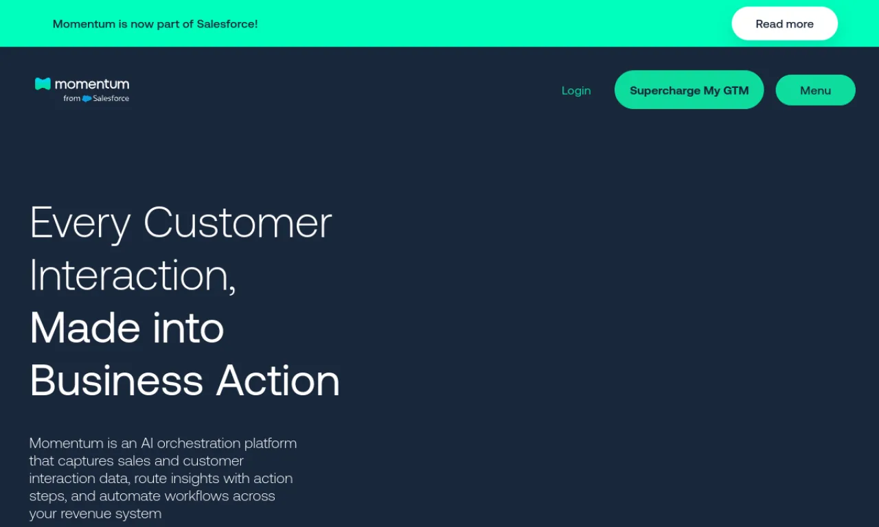 Screenshot of Momentum website