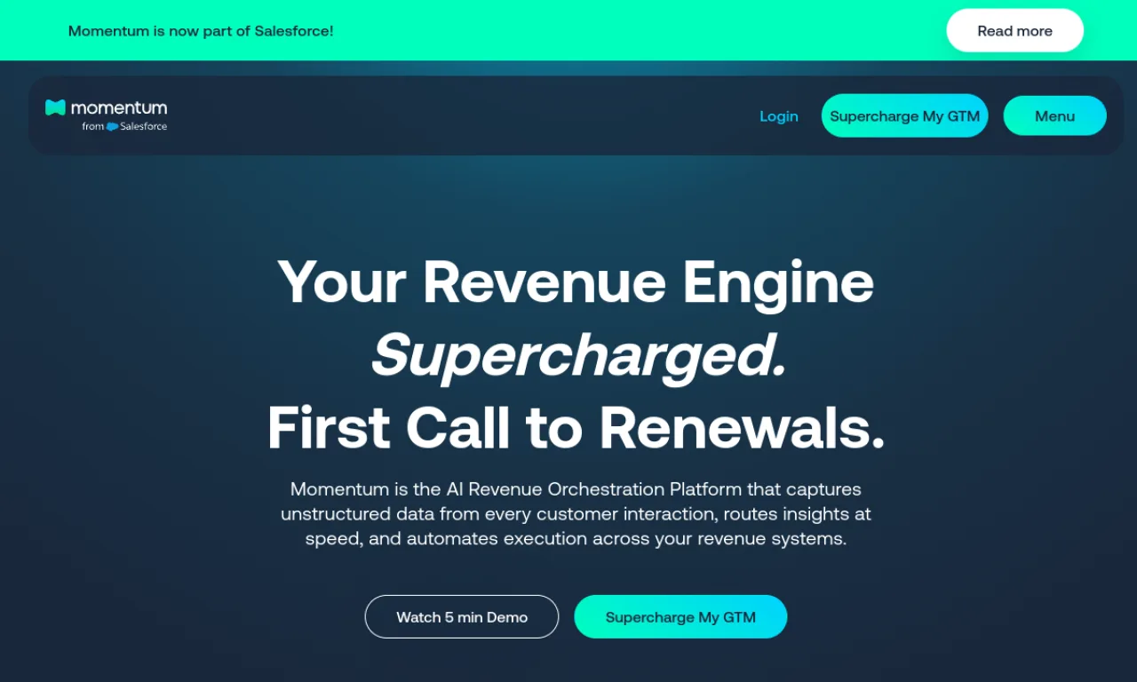 Screenshot of Momentum website