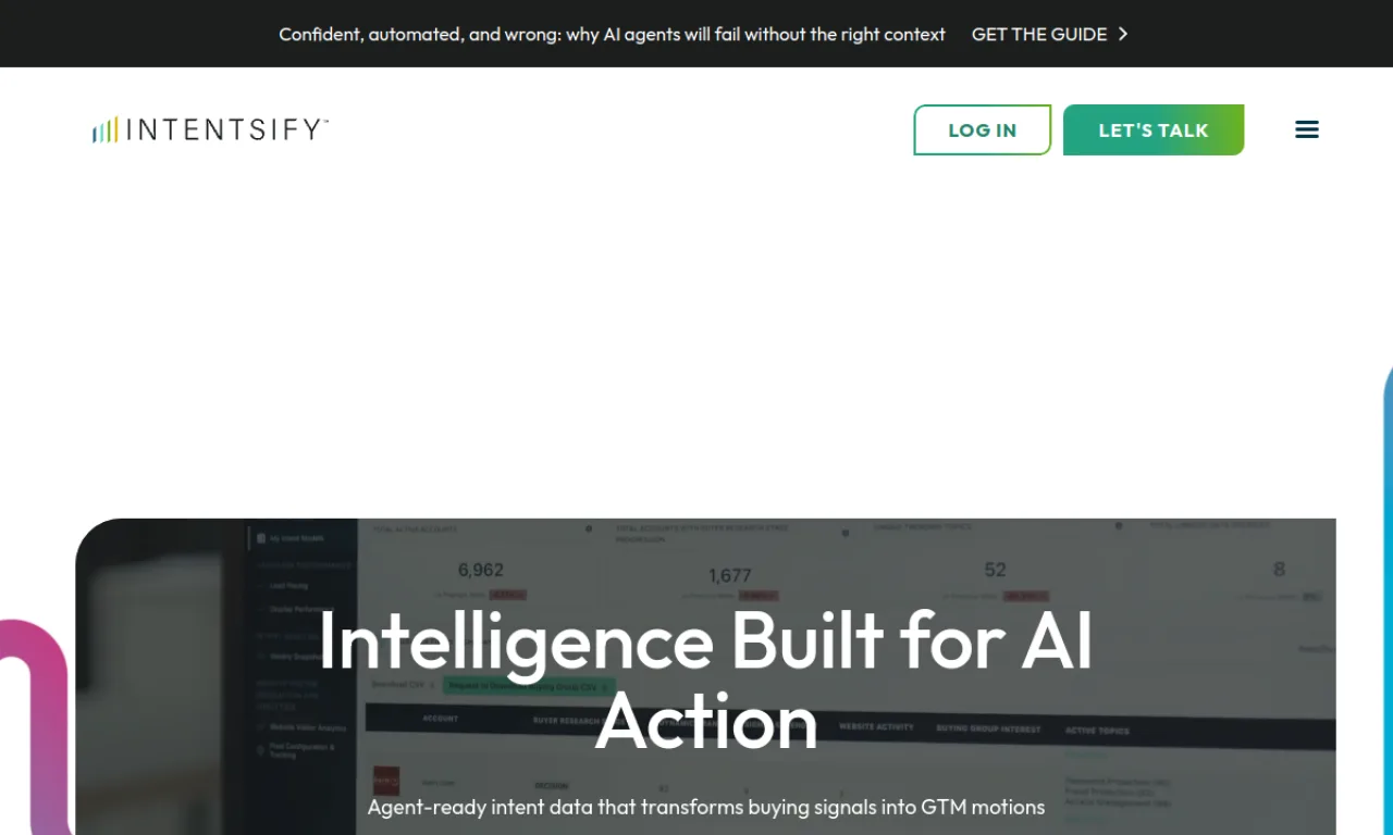 Screenshot of Intentsify Activation website