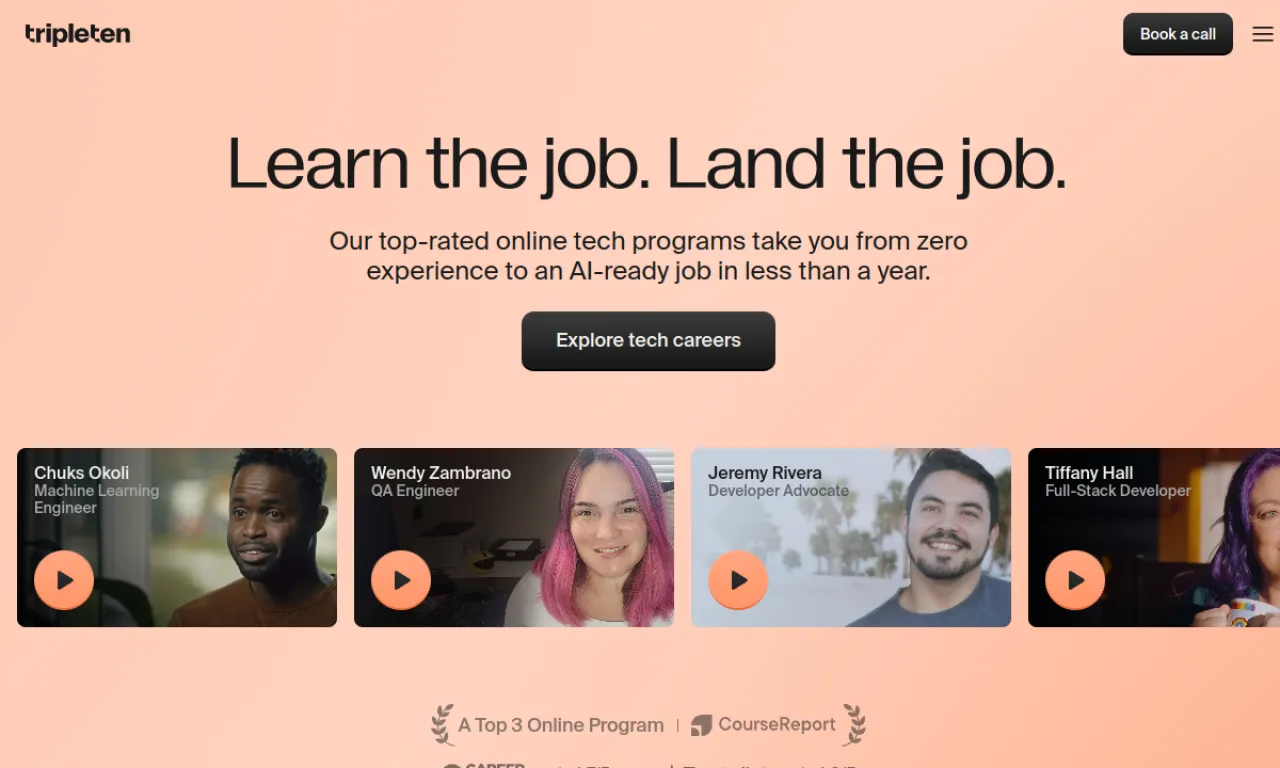 Screenshot of TripleTen website
