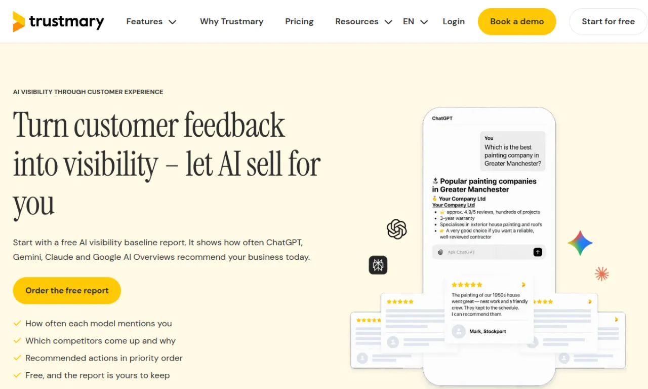 Screenshot of Trustmary website