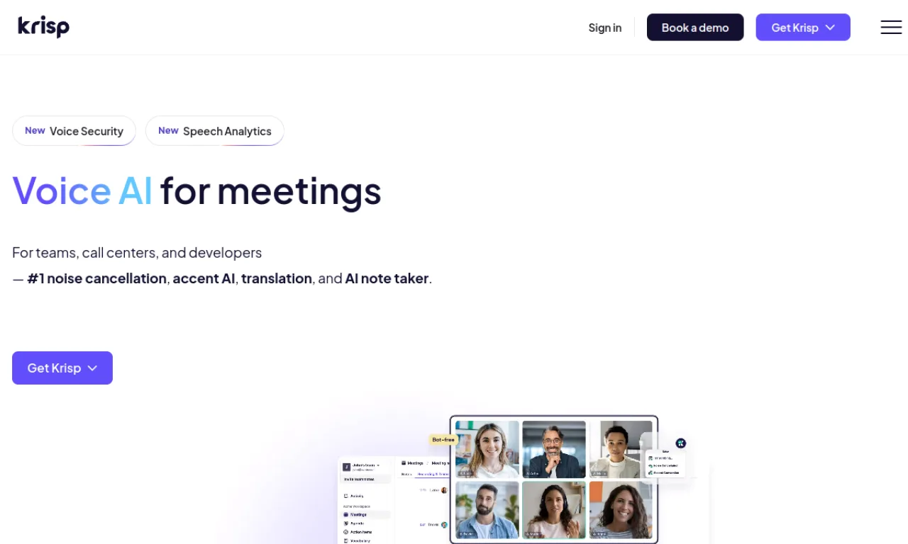 Screenshot of Krisp website