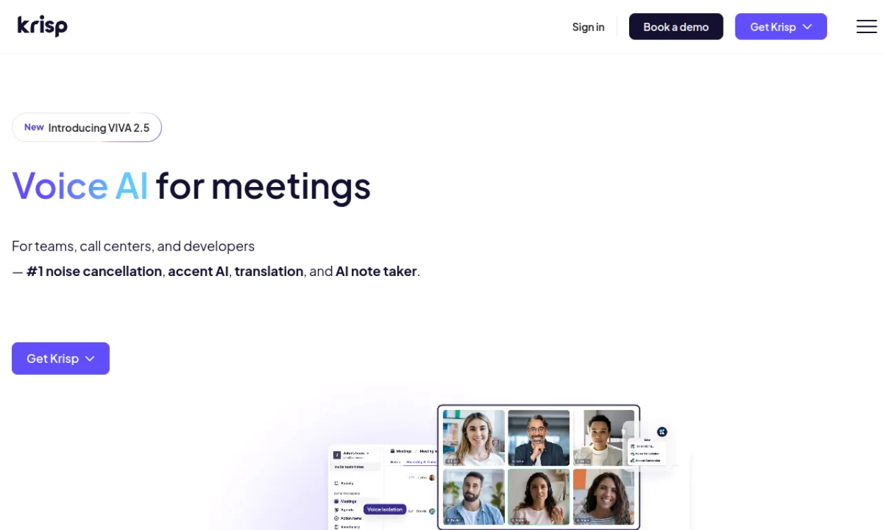 Screenshot of Krisp website