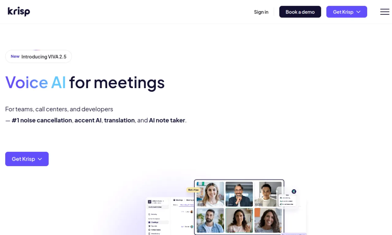Screenshot of Krisp website