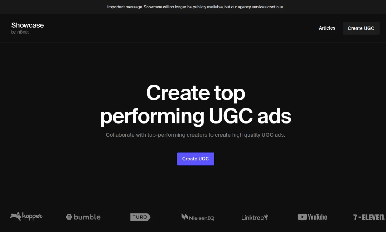 Screenshot of Showca.se website