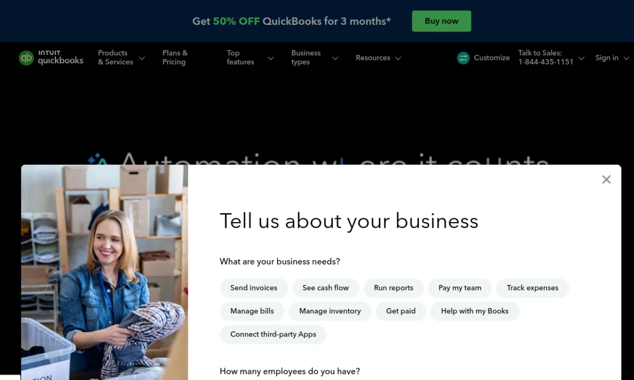 Screenshot of TradeGecko / QuickBooks Commerce website
