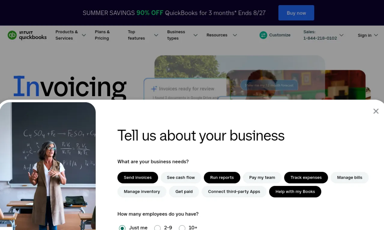 Screenshot of TradeGecko / QuickBooks Commerce website