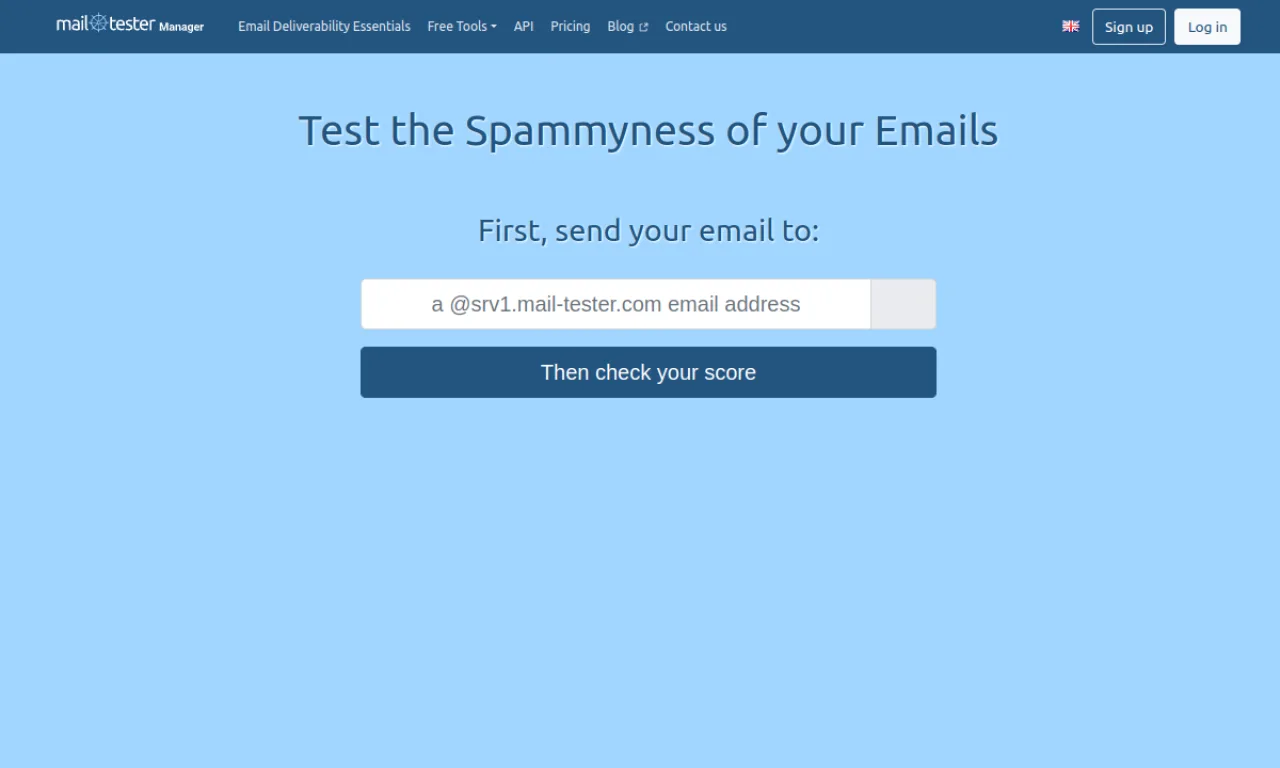 Screenshot of Mailtester / Mail-tester website