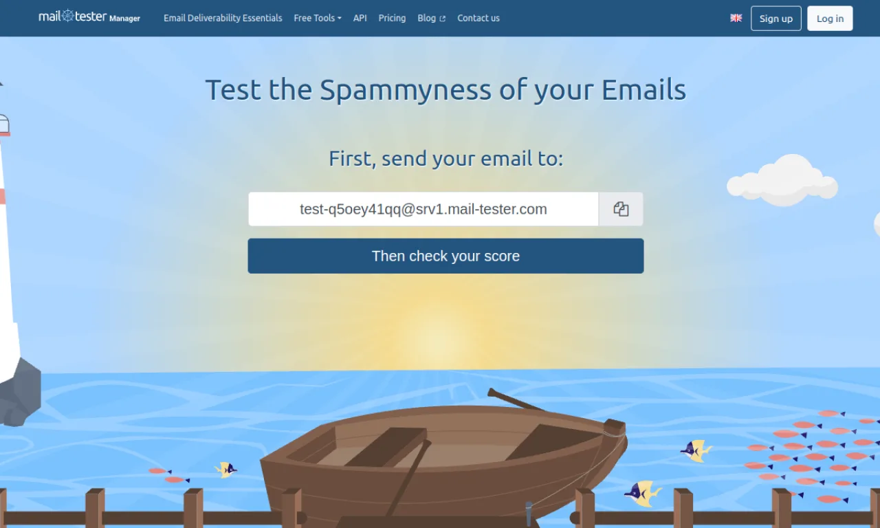 Screenshot of Mailtester / Mail-tester website