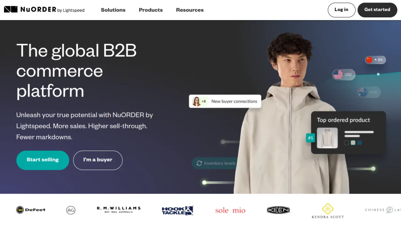 Screenshot of NuORDER (Lightspeed) website