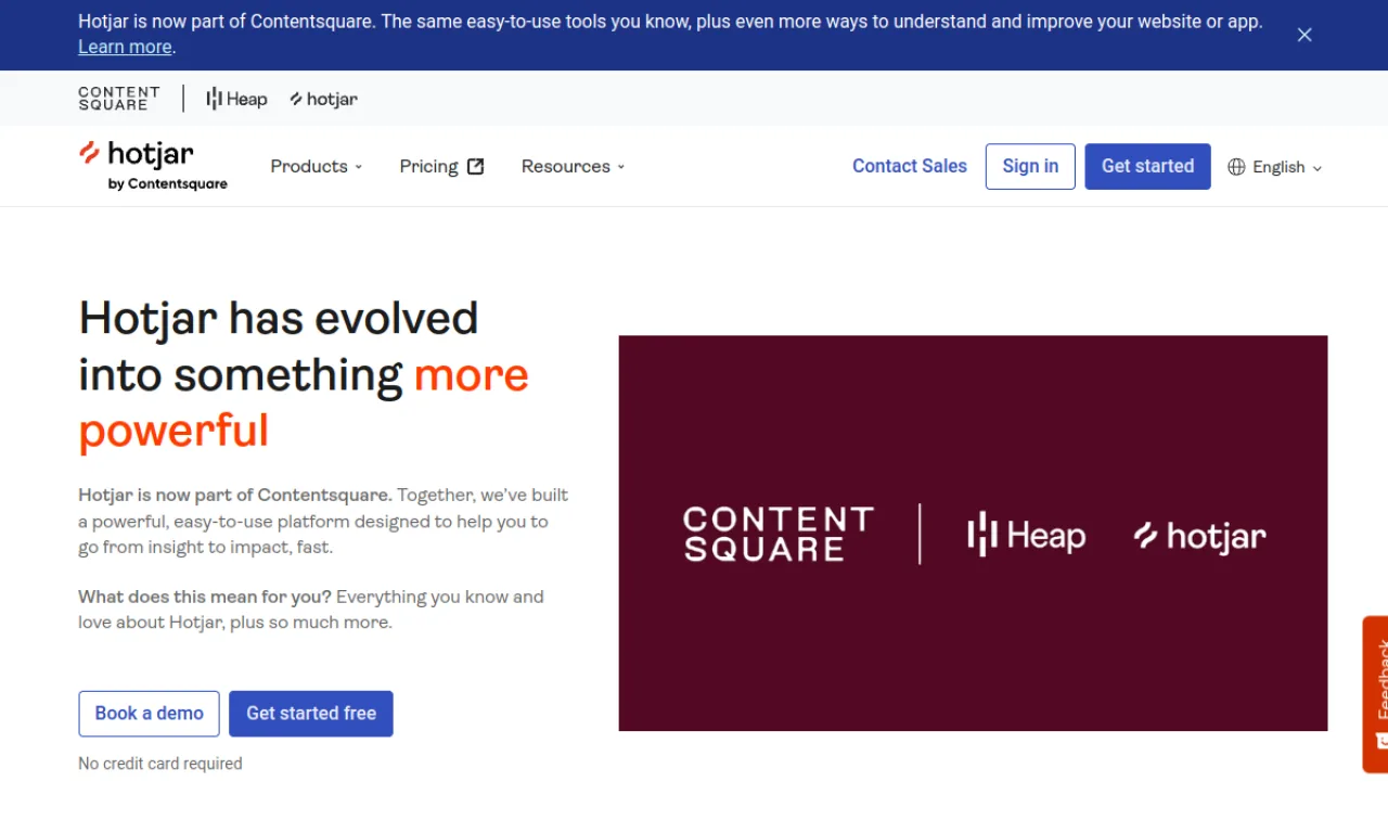 Screenshot of Hotjar website