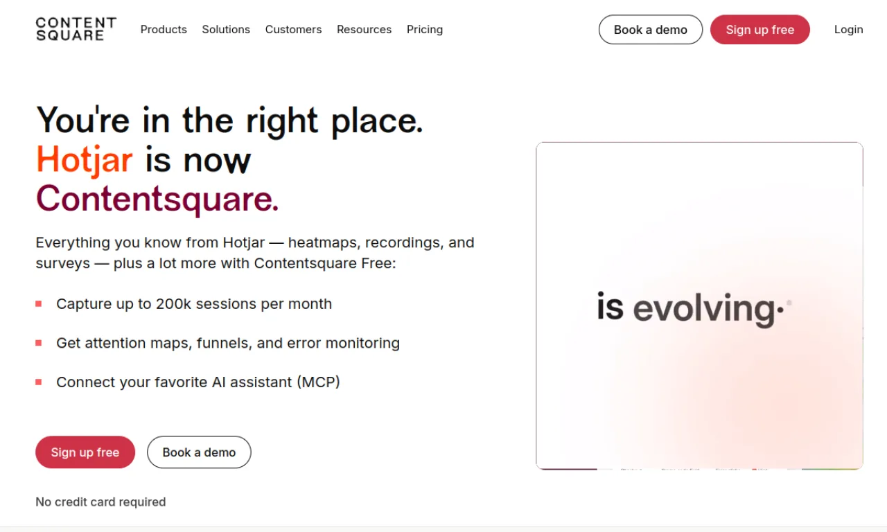 Screenshot of Hotjar website