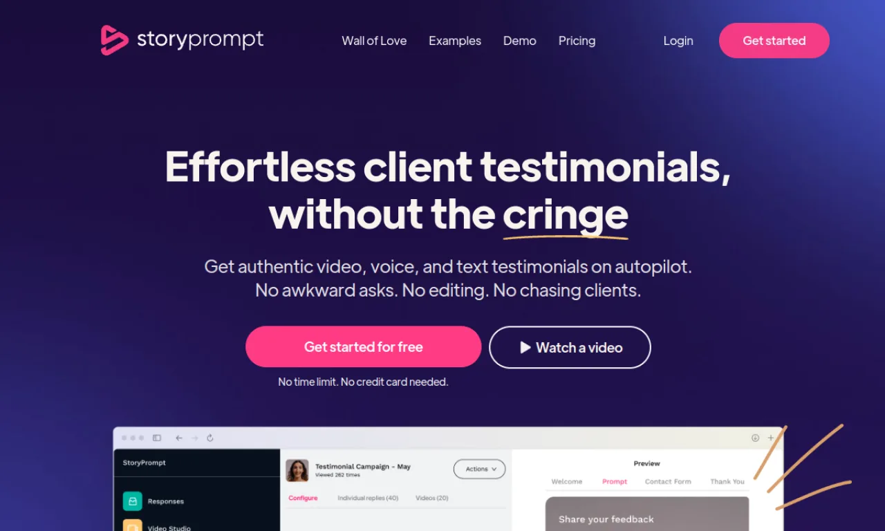 Screenshot of StoryPrompt website