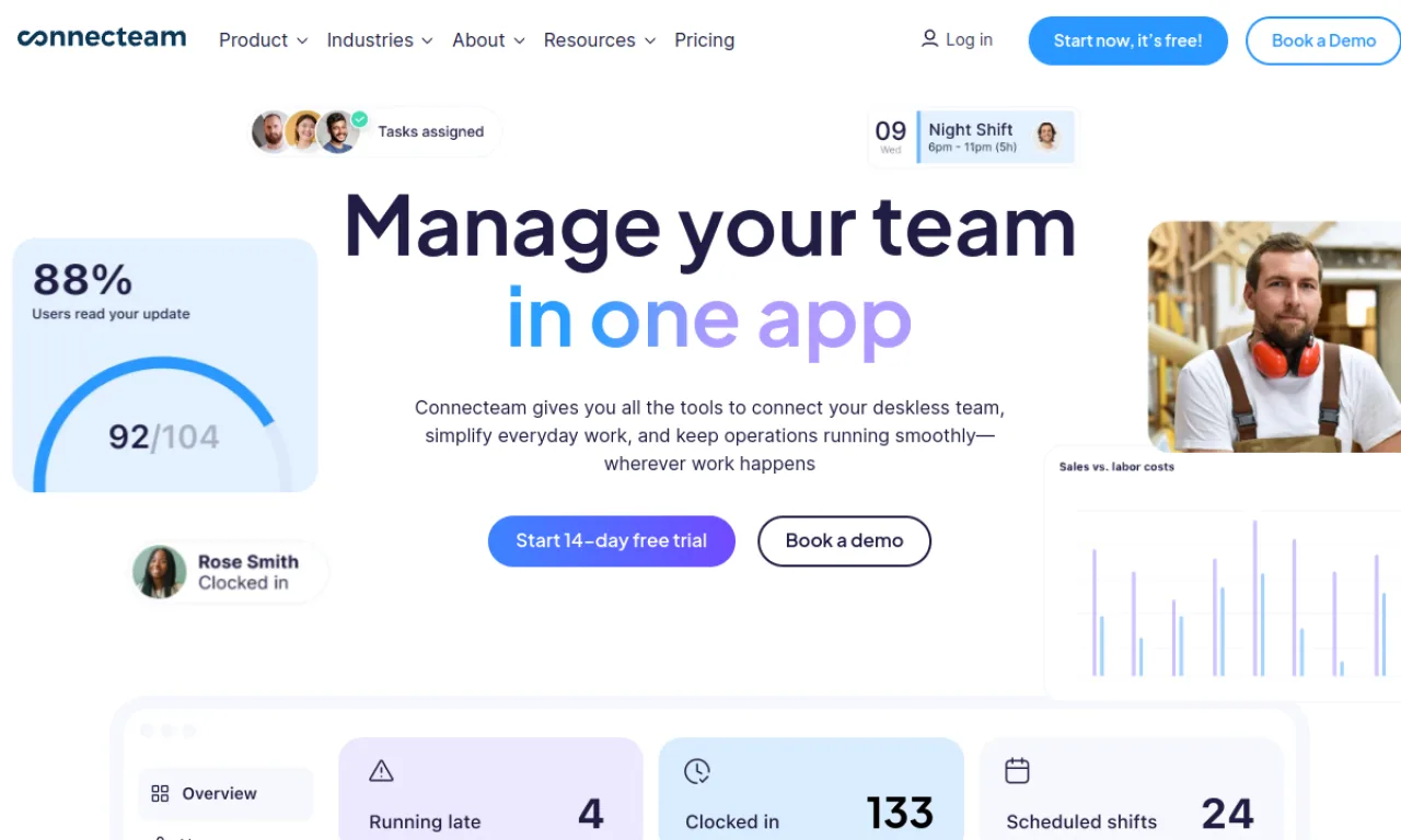 Screenshot of Connecteam website