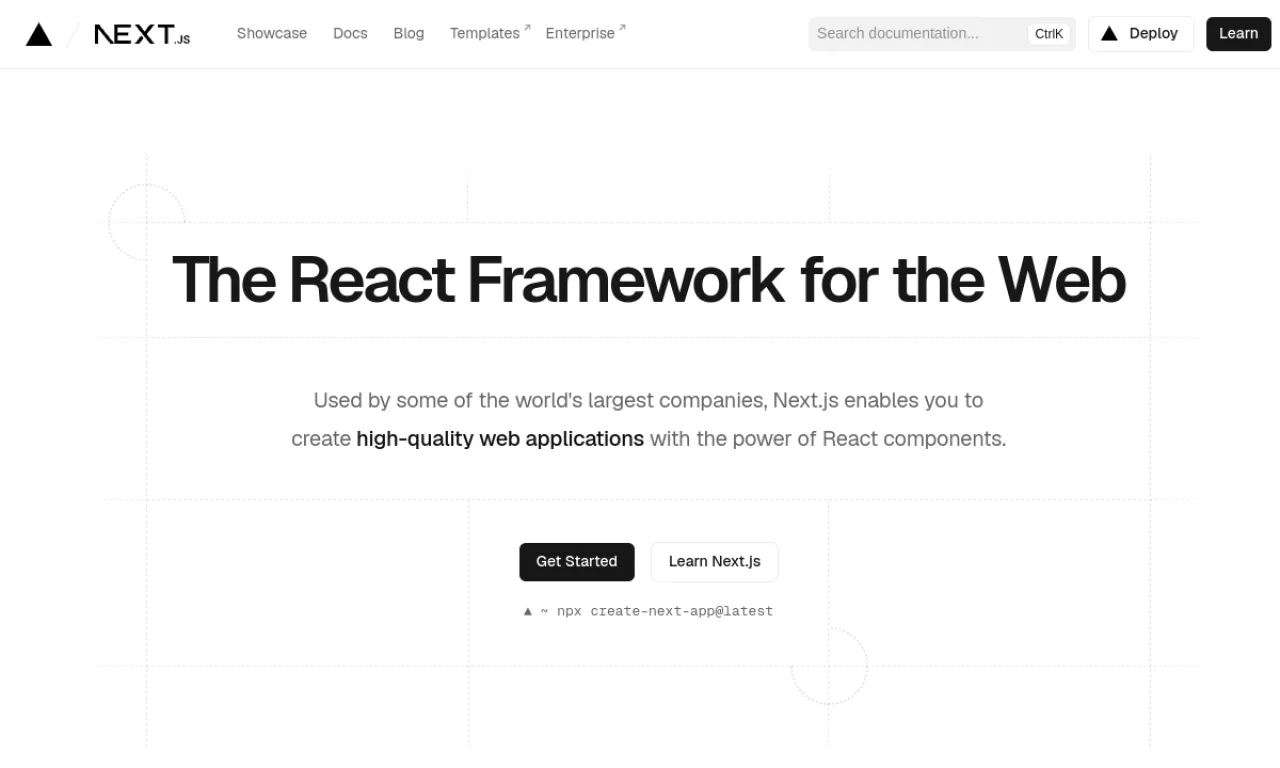 Screenshot of Next.js website
