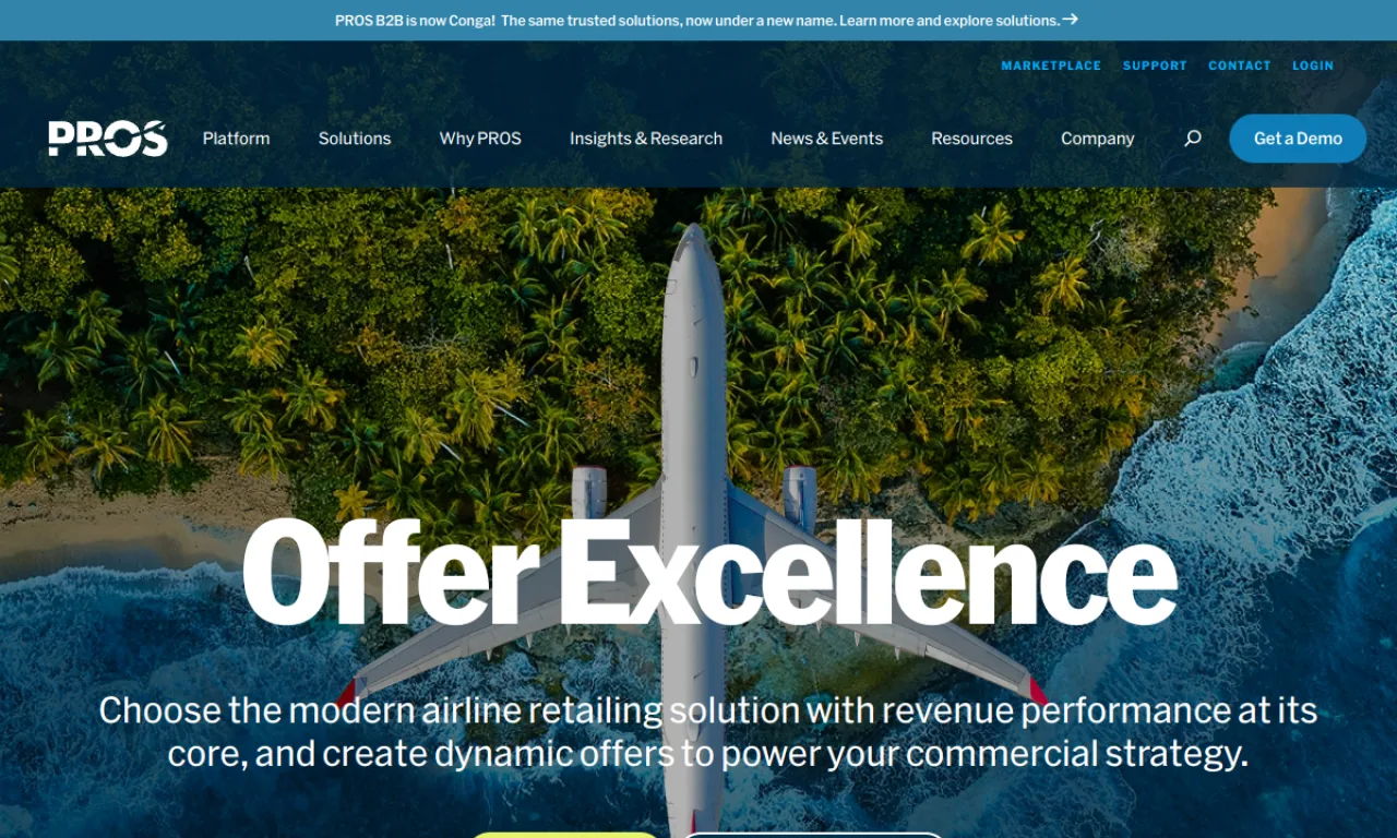 Screenshot of PROS website