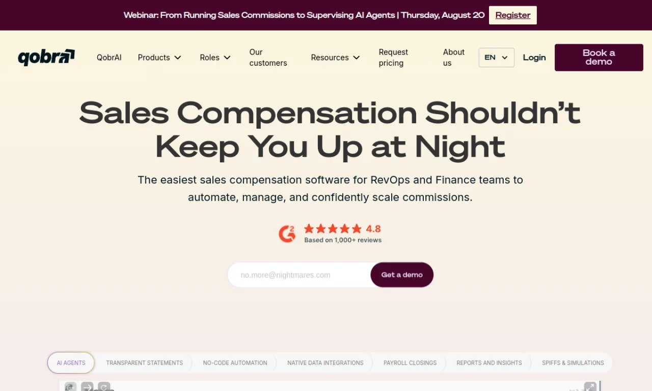 Screenshot of Remuner / Qobra website
