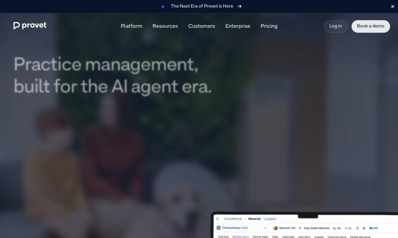 Screenshot of Provet website