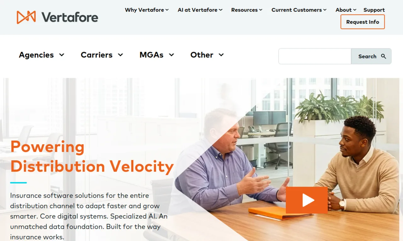 Screenshot of Applied Systems / Vertafore website