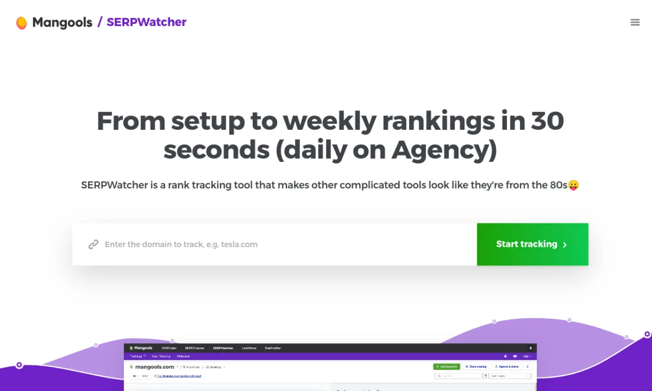 Screenshot of SERPWatcher (Mangools) website
