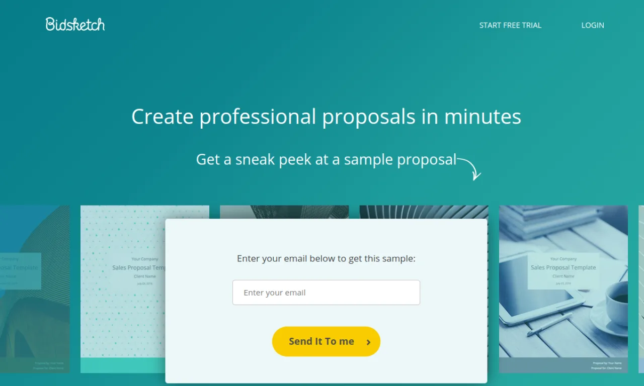 Screenshot of Bidsketch website