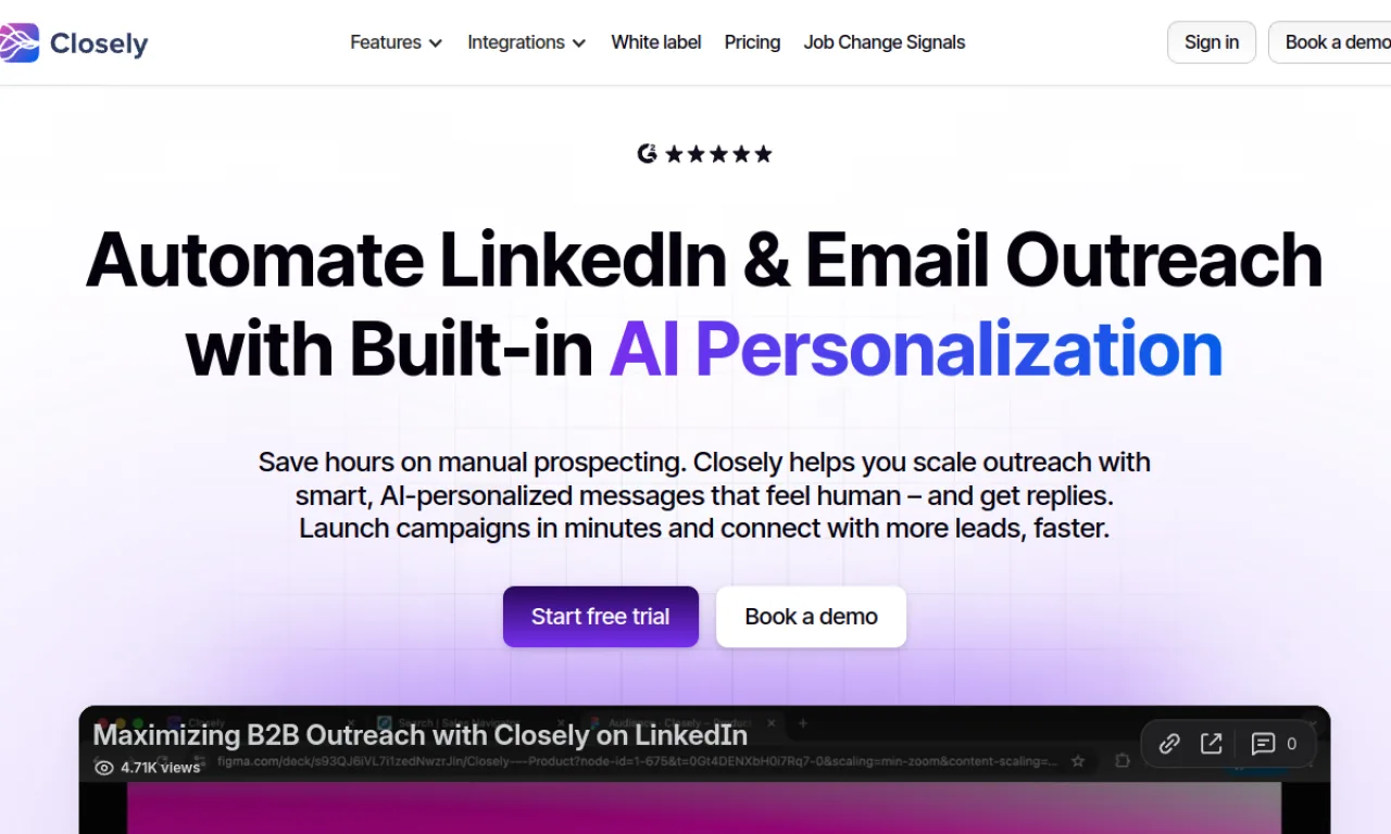 Screenshot of Closely website