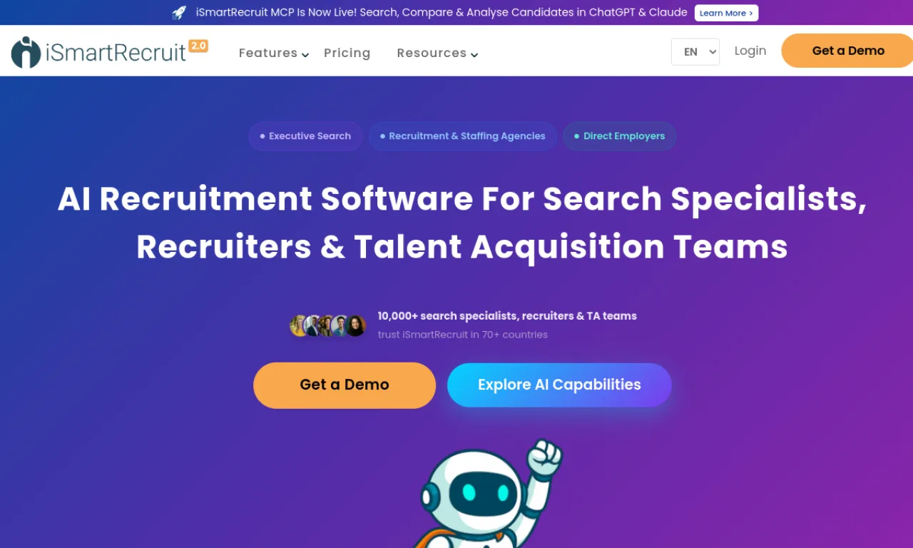 Screenshot of iSmartRecruit website