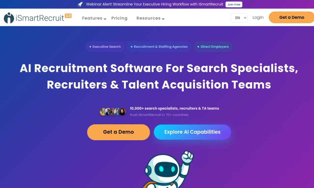 Screenshot of iSmartRecruit website