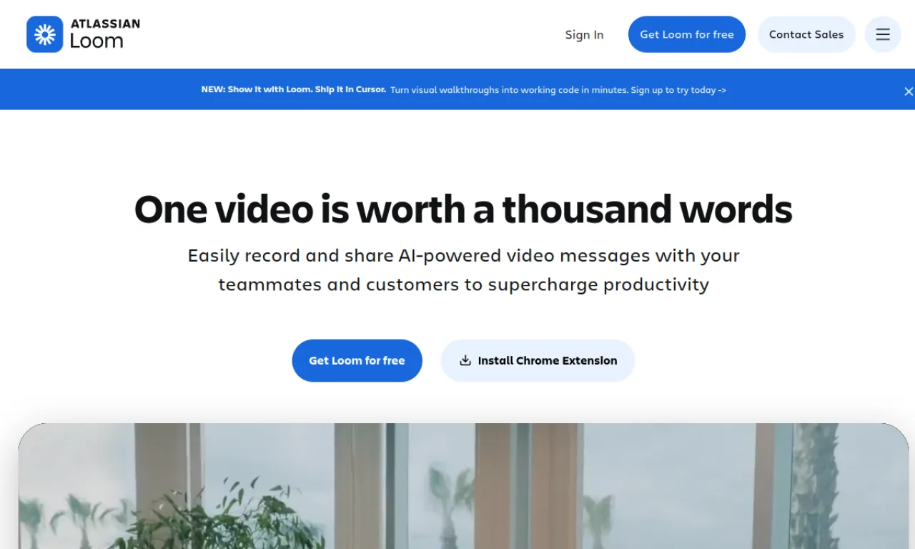 Screenshot of Loom website