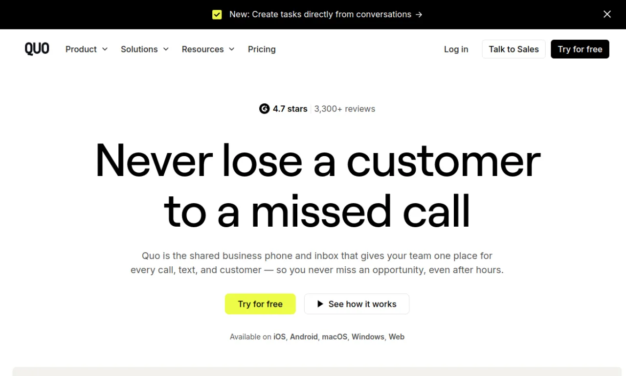 Screenshot of OpenPhone website
