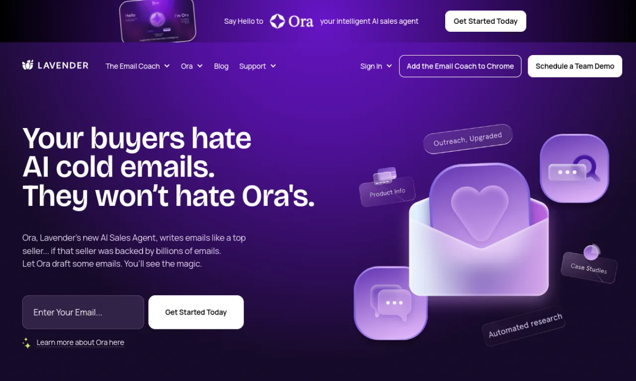 Screenshot of Lavender website