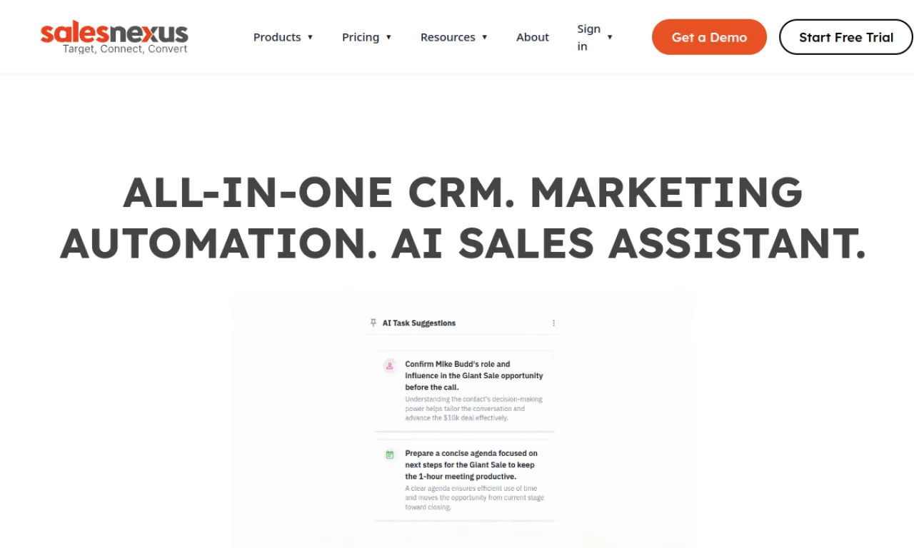 Screenshot of Wakeupsales / SalesNexus website