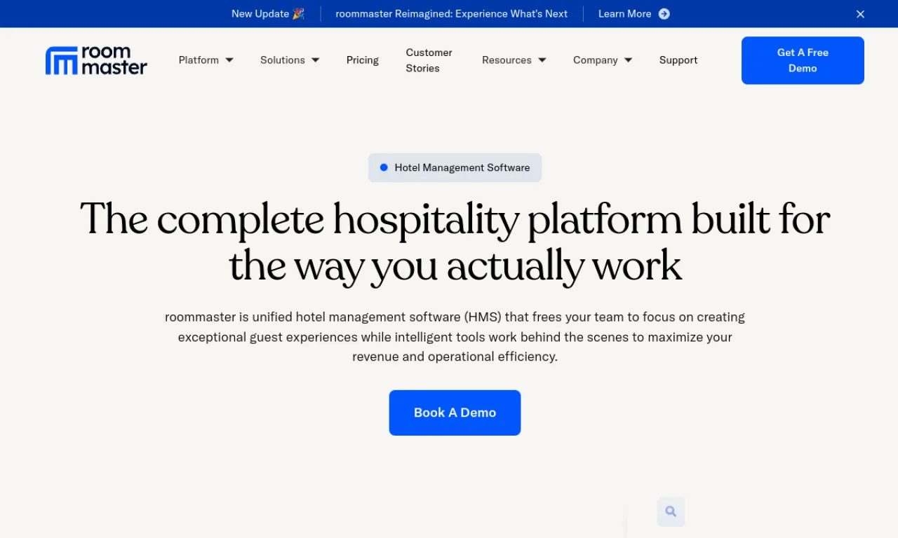 Screenshot of RoomMaster website