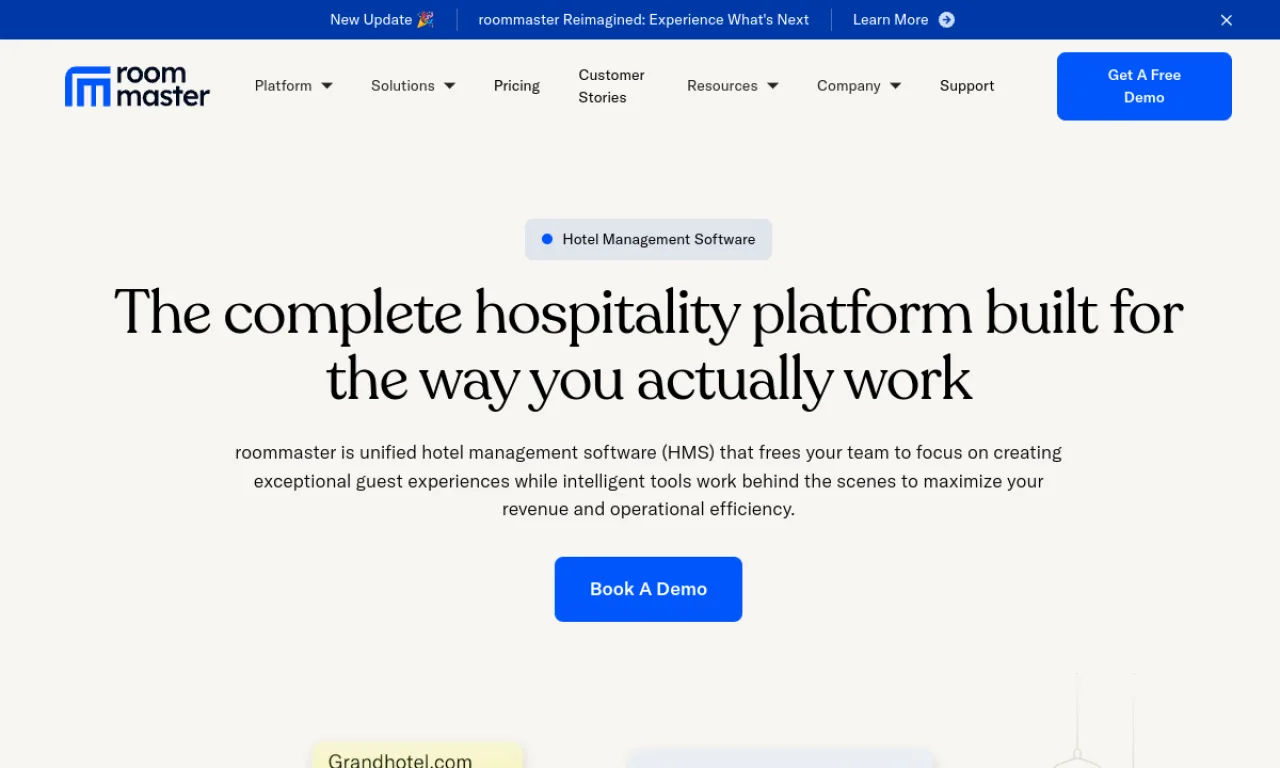 Screenshot of RoomMaster website