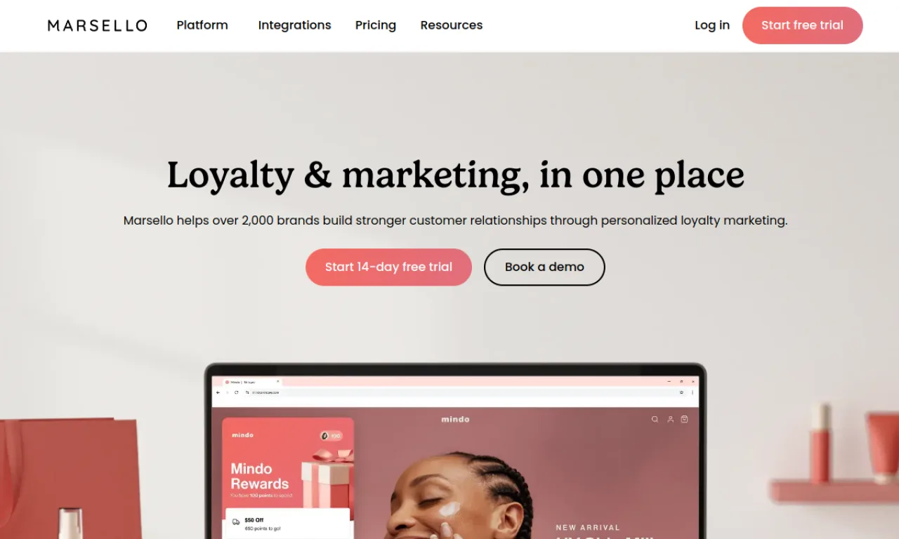 Screenshot of Marsello website