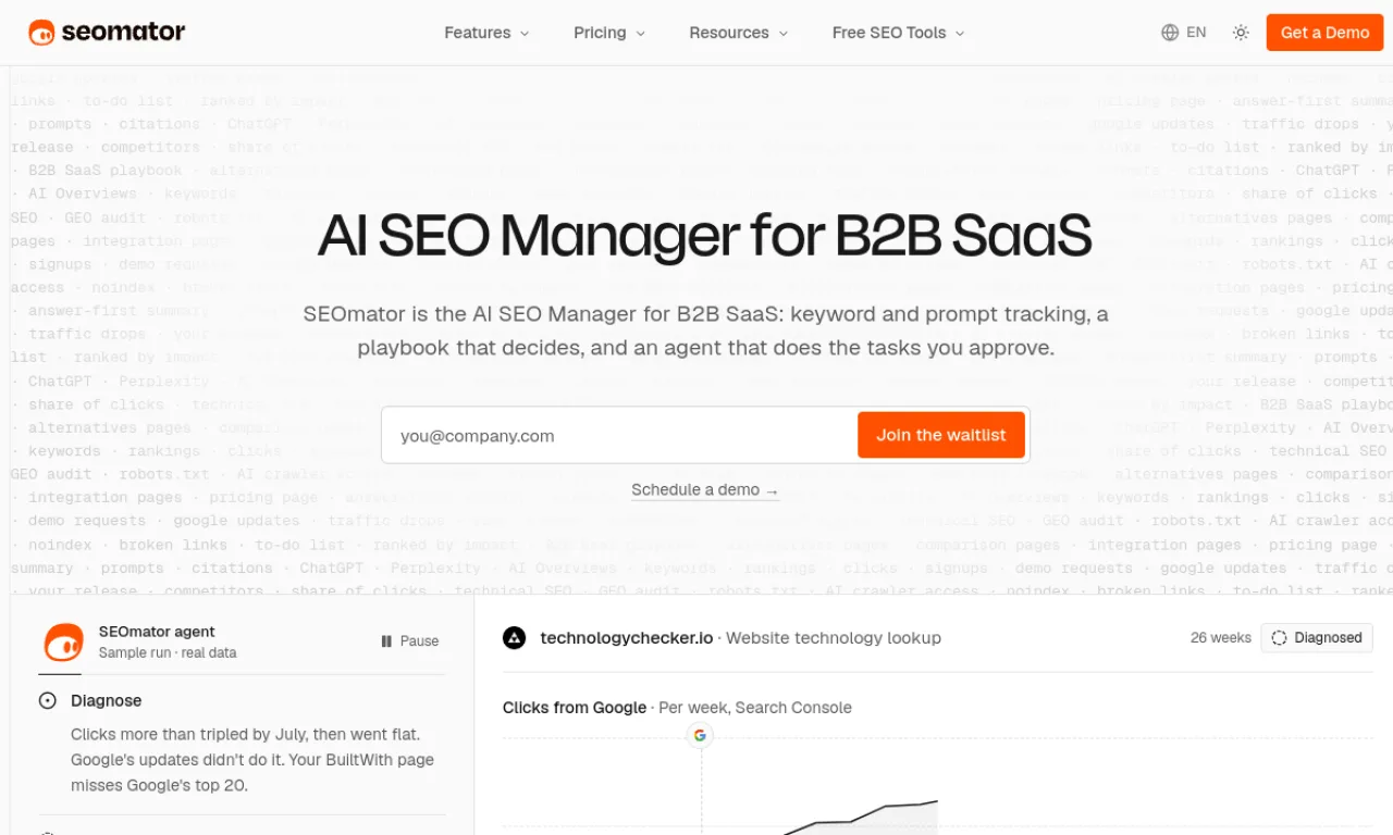 Screenshot of Diib / Seomator website