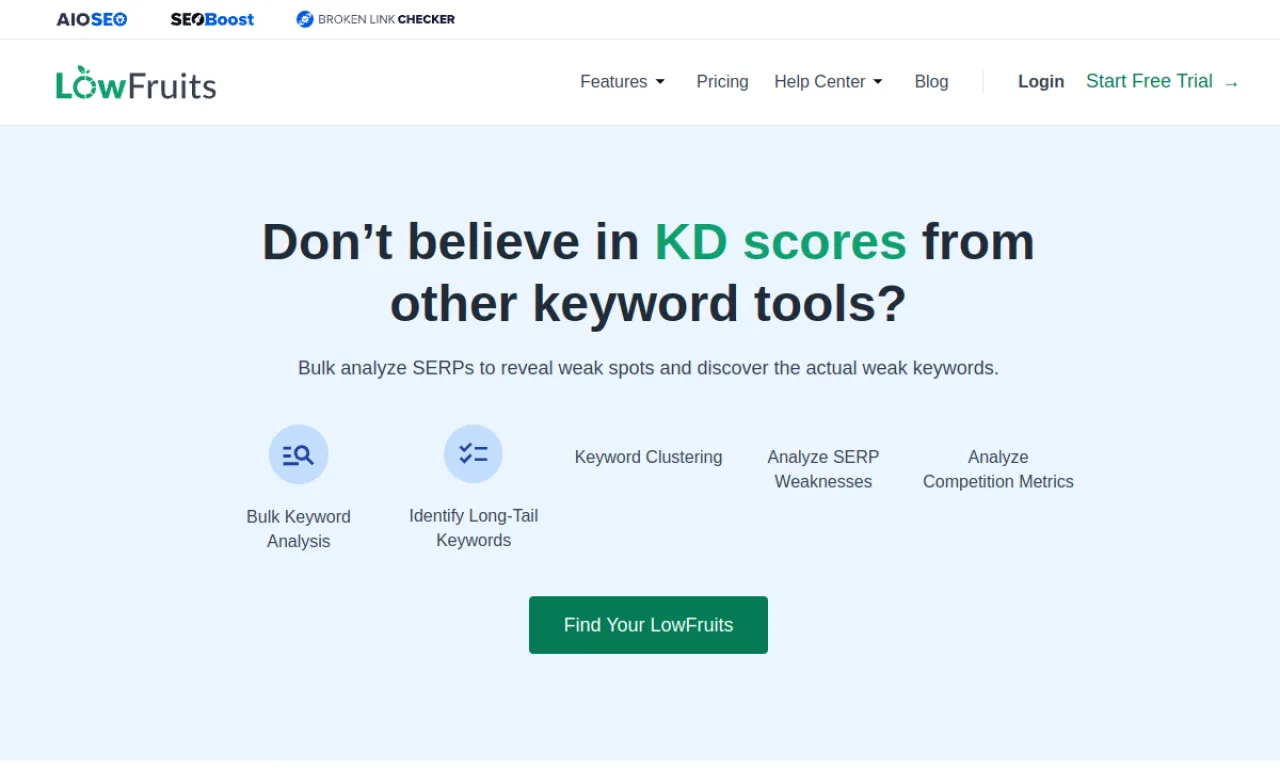 Screenshot of Lowfruits website