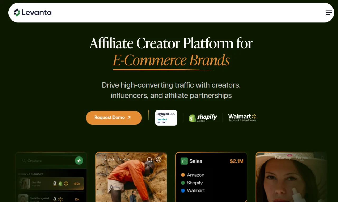 Screenshot of Levanta website