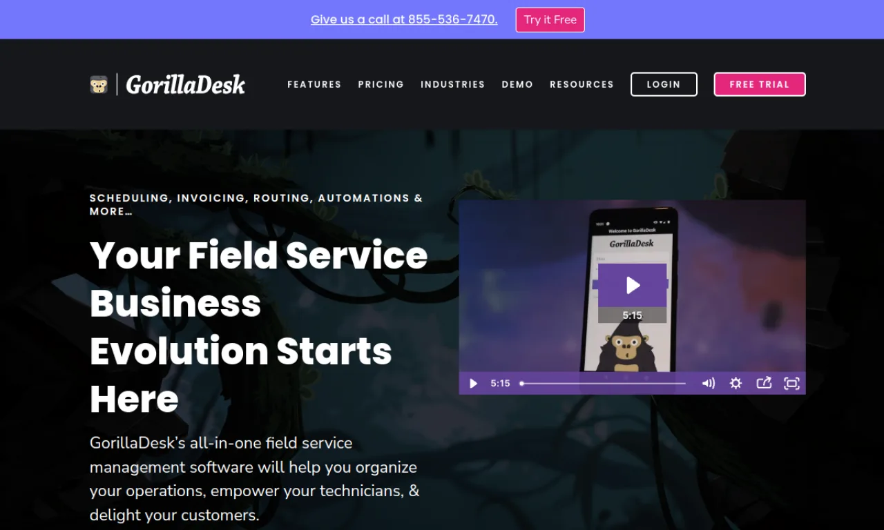 Screenshot of GorillaDesk website