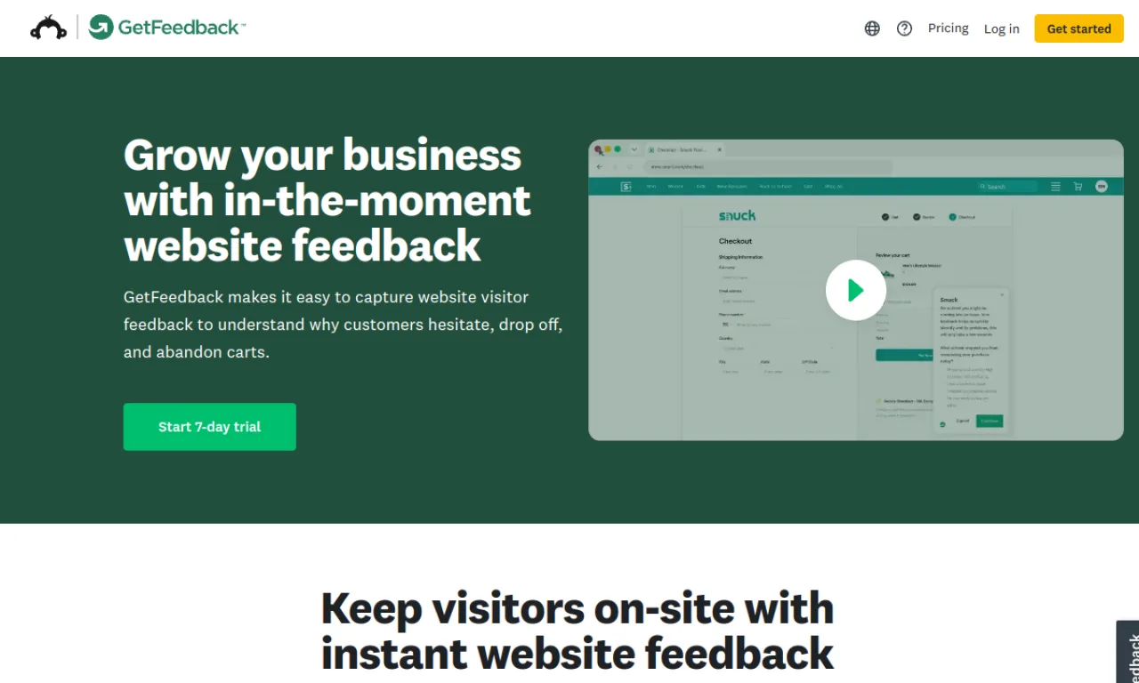 Screenshot of GetFeedback website