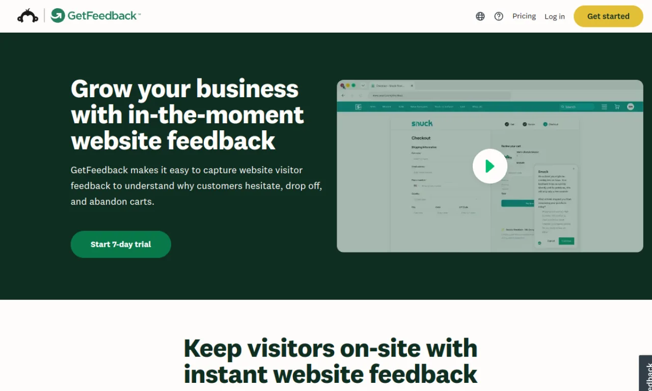 Screenshot of GetFeedback website