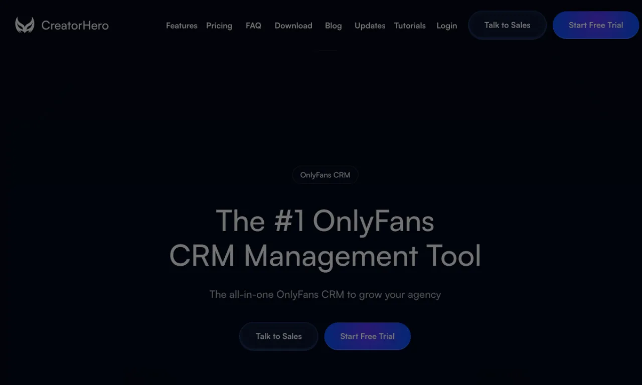 Screenshot of Creator Hero website