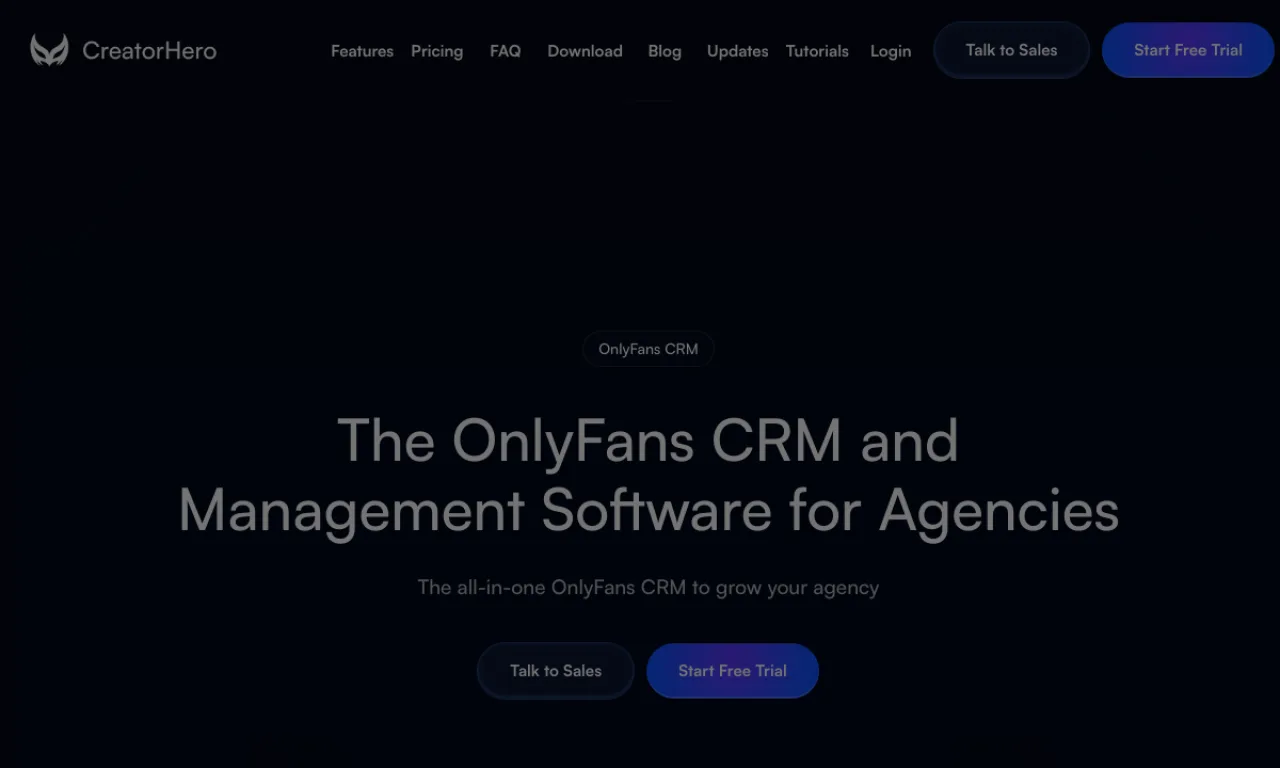 Screenshot of Creator Hero website