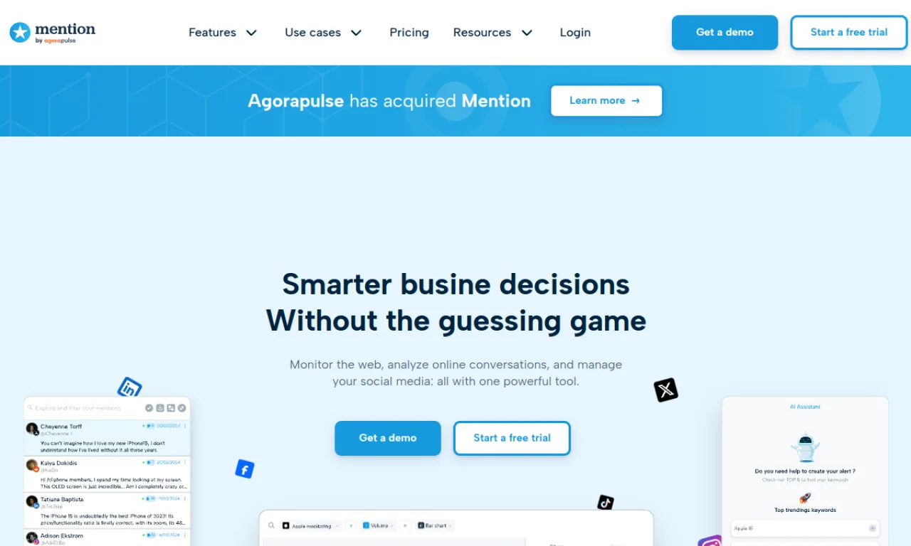 Screenshot of Mention website