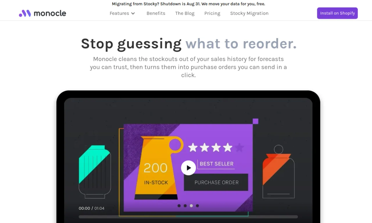 Screenshot of Monocle App website