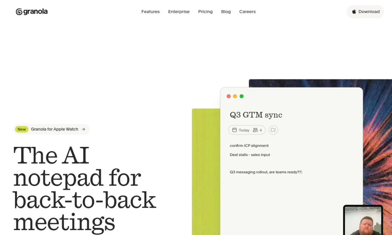 Screenshot of Granola website