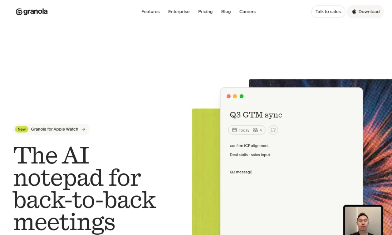 Screenshot of Granola website