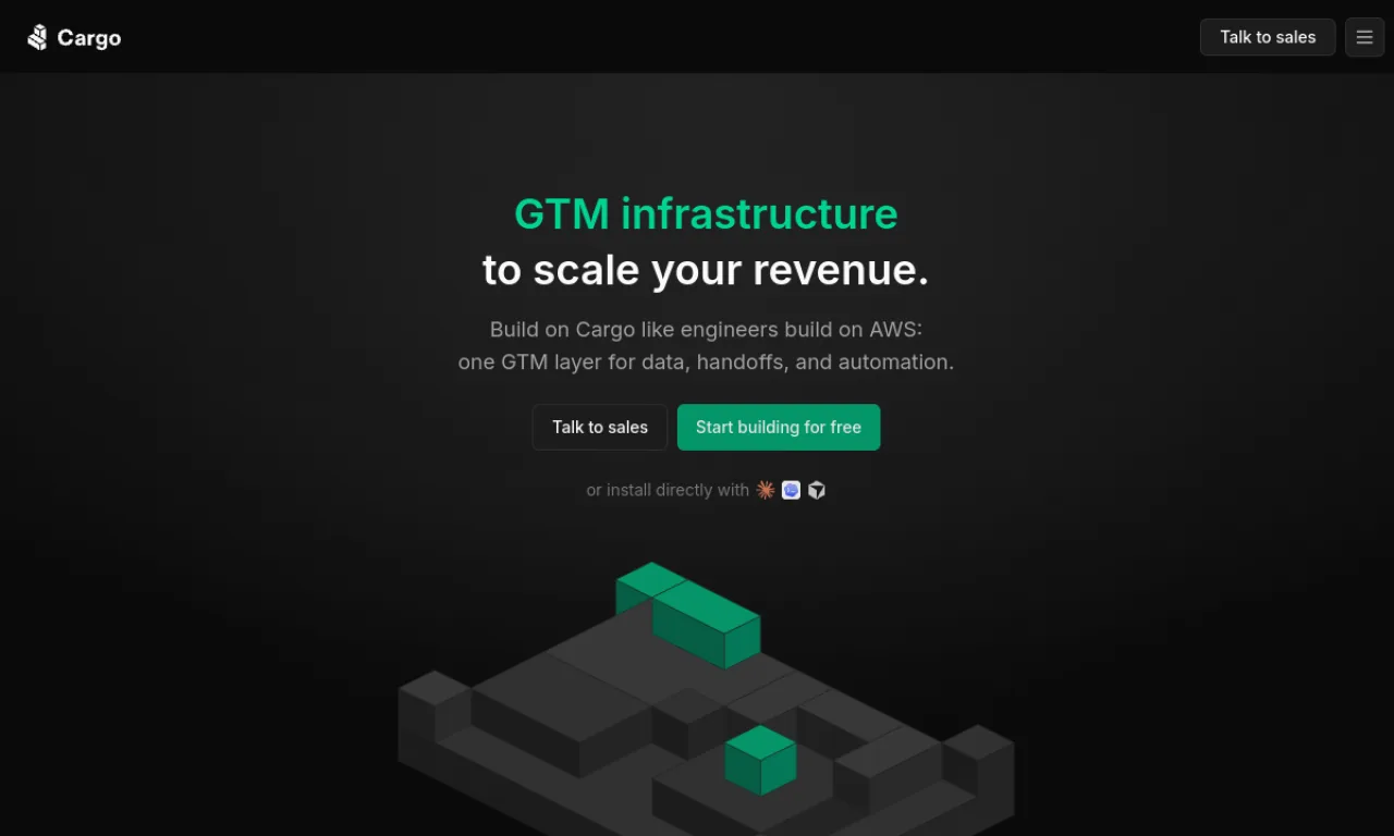 Screenshot of Cargo + AI website